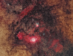 Triffid and Lagoon Nebulae region